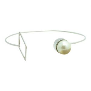 Pearl bangle zilver