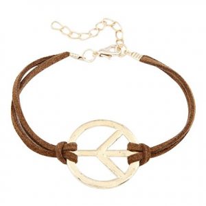 Peace armband bruin