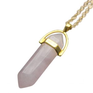 Gemstone ketting Rose quartz goud