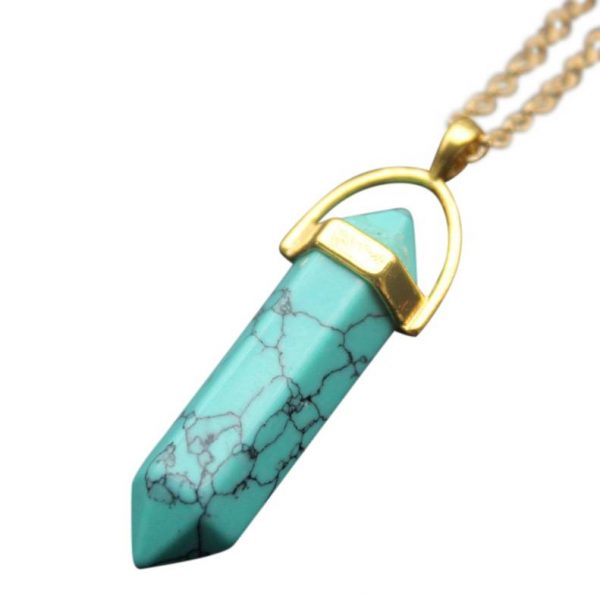 Gemstone ketting Turquoise goud