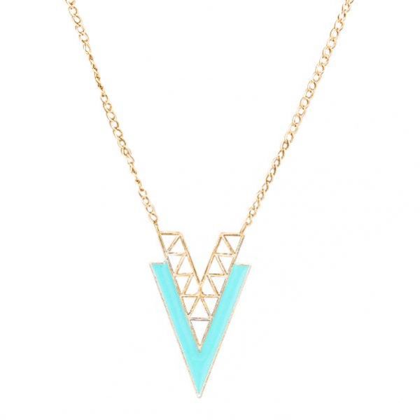 Signature V turquoise ketting