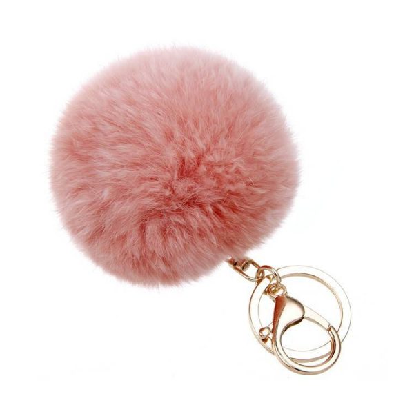 Fur keychain peach