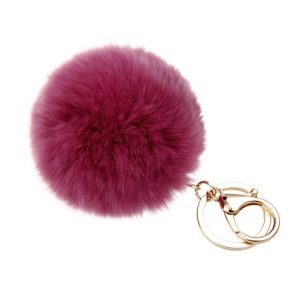 Fur keychain rood