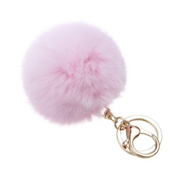 Fur keychain roze